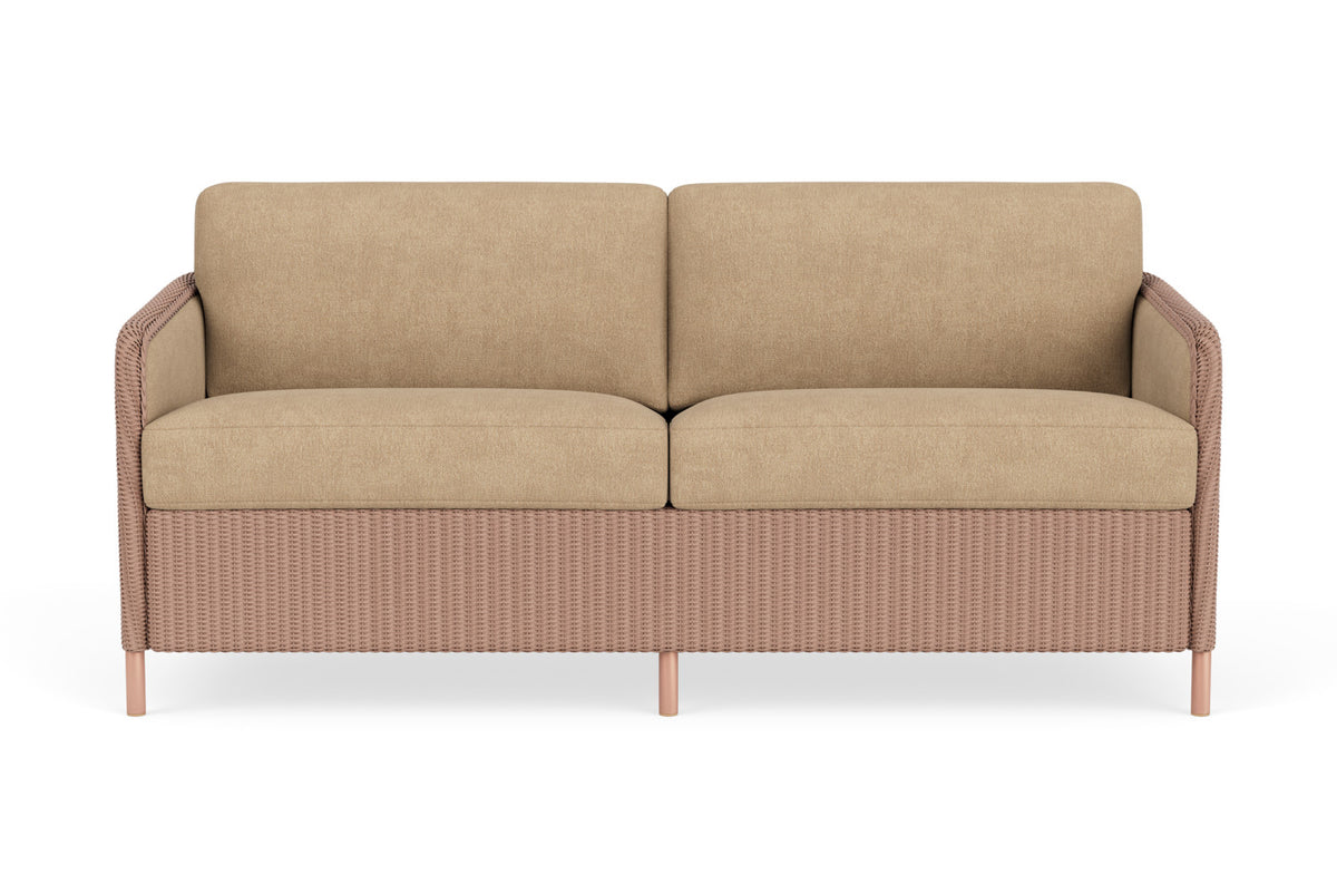 Lloyd Flanders Visions Living Room Set in Rosewood with Hayden Sand fabric