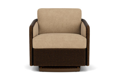 Lloyd Flanders Visions Swivel Glider Lounge Chair in Mink with Hayden Sand fabric