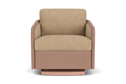 Lloyd Flanders Visions Swivel Glider Lounge Chair in Rosewood with Hayden Sand fabric
