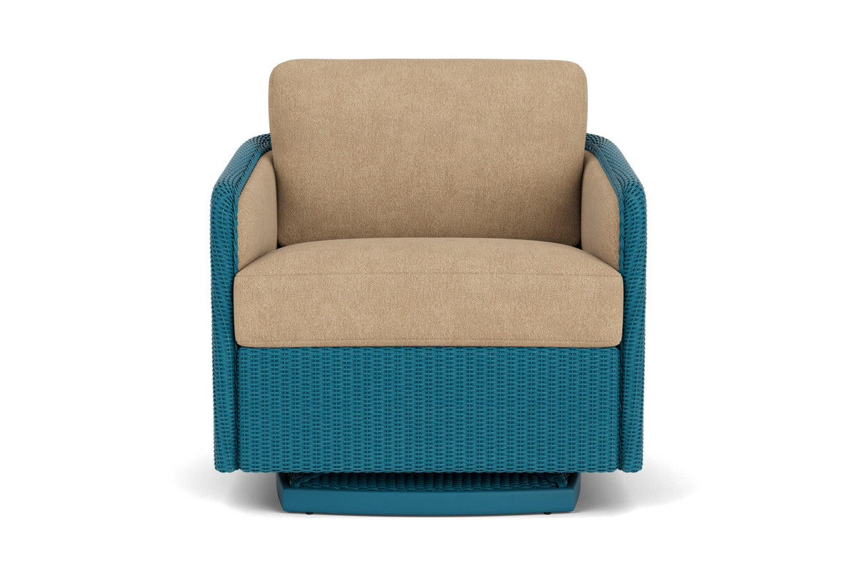Lloyd Flanders Visions Swivel Glider Lounge Chair in Peacock with Hayden Sand fabric
