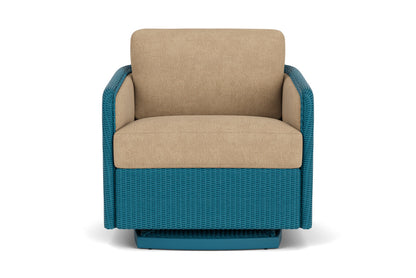 Lloyd Flanders Visions Swivel Glider Lounge Chair in Peacock with Hayden Sand fabric