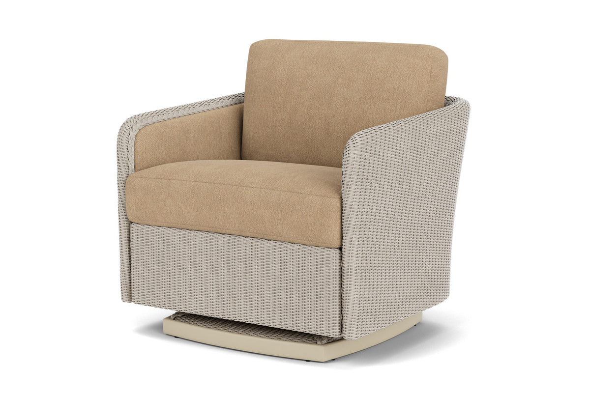 Lloyd Flanders Visions Swivel Glider Lounge Chair in Linen with Hayden Sand fabric, view 10