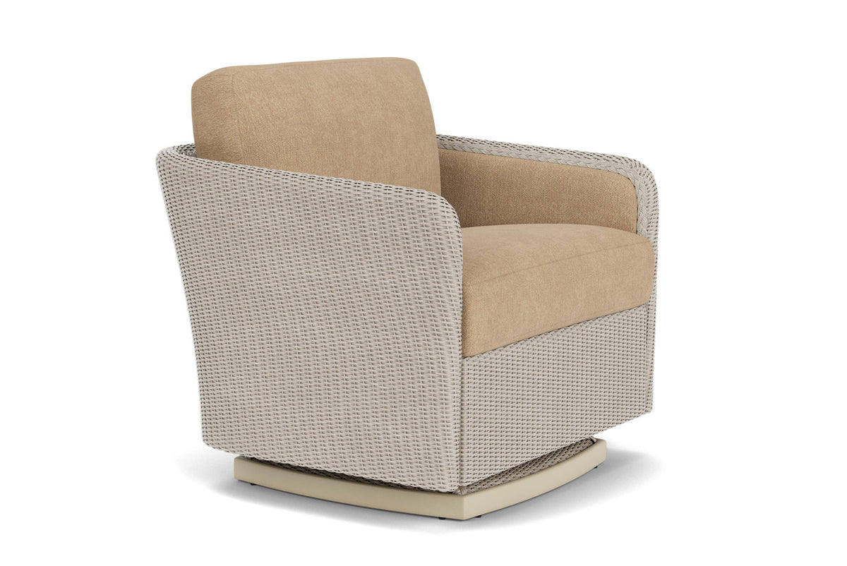 Lloyd Flanders Visions Swivel Glider Lounge Chair in Linen with Hayden Sand fabric, view 3