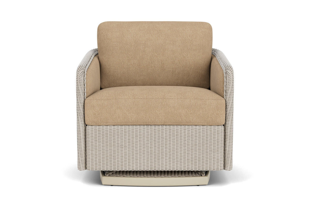 Lloyd Flanders Visions Swivel Glider Lounge Chair in Linen with Hayden Sand fabric