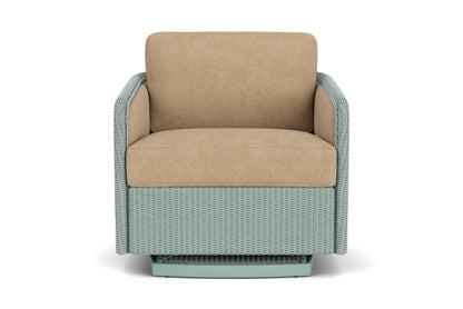 Lloyd Flanders Visions Swivel Glider Lounge Chair in Sea Glass with Hayden Sand fabric