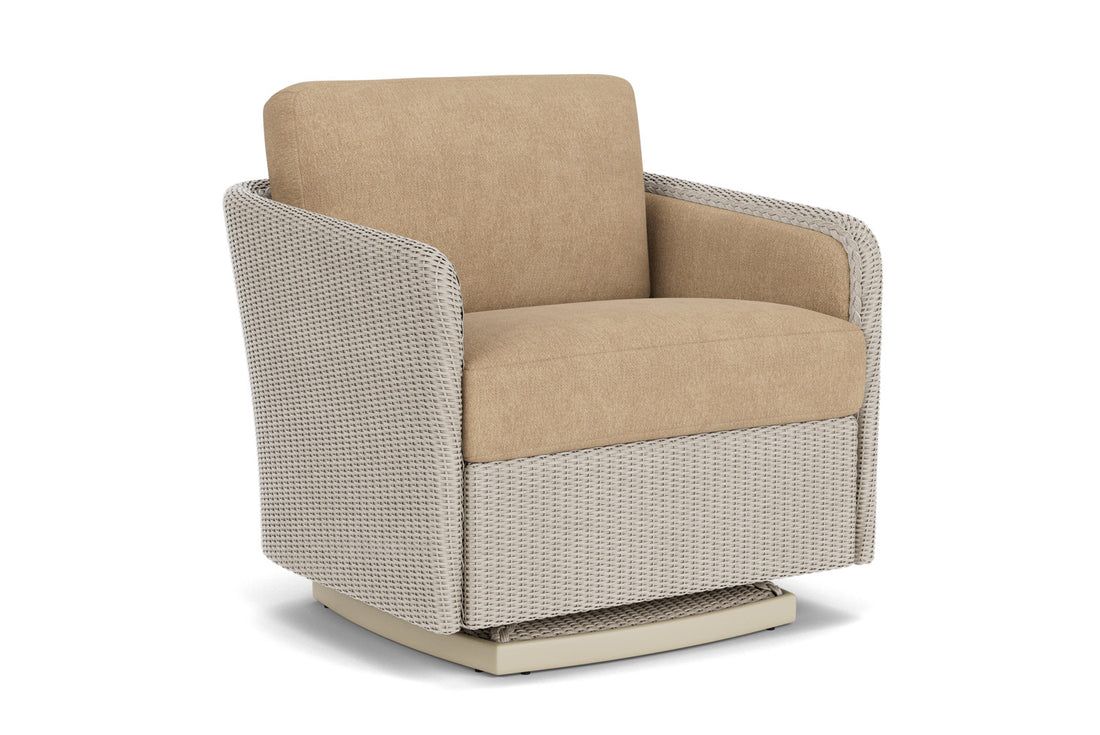 Lloyd Flanders Visions Swivel Glider Lounge Chair in Linen with Hayden Sand fabric, view 2