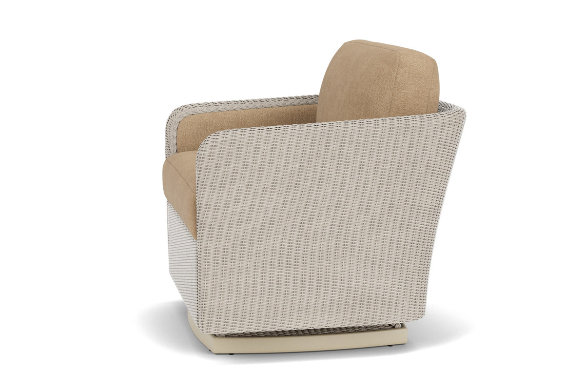 Lloyd Flanders Visions Swivel Glider Lounge Chair in Linen with Hayden Sand fabric, view 9