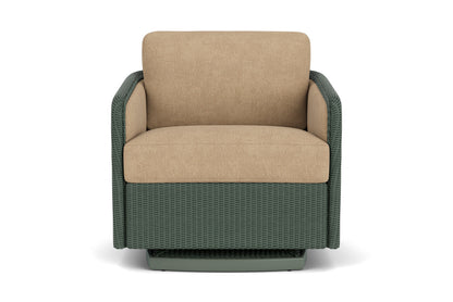 Lloyd Flanders Visions Swivel Glider Lounge Chair in Spruce with Hayden Sand fabric