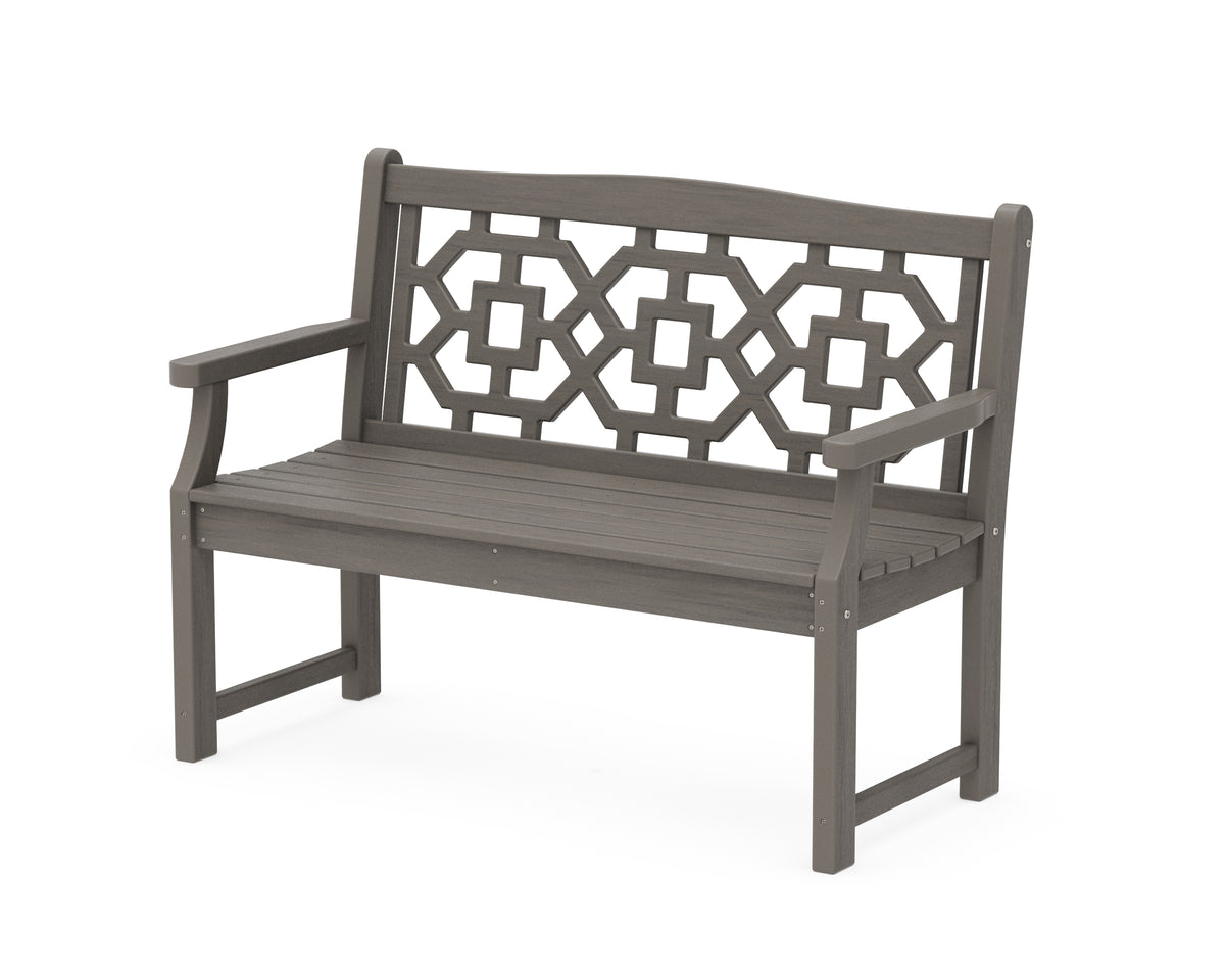 POLYWOOD Chinoiserie 48" Garden Bench in Driftwood