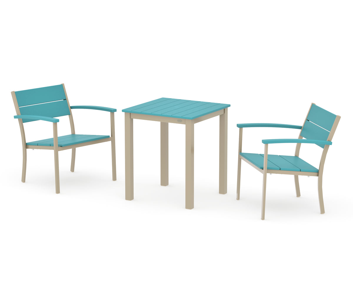POLYWOOD Main Street 3-Piece Square Dining Set in Sand / Aruba