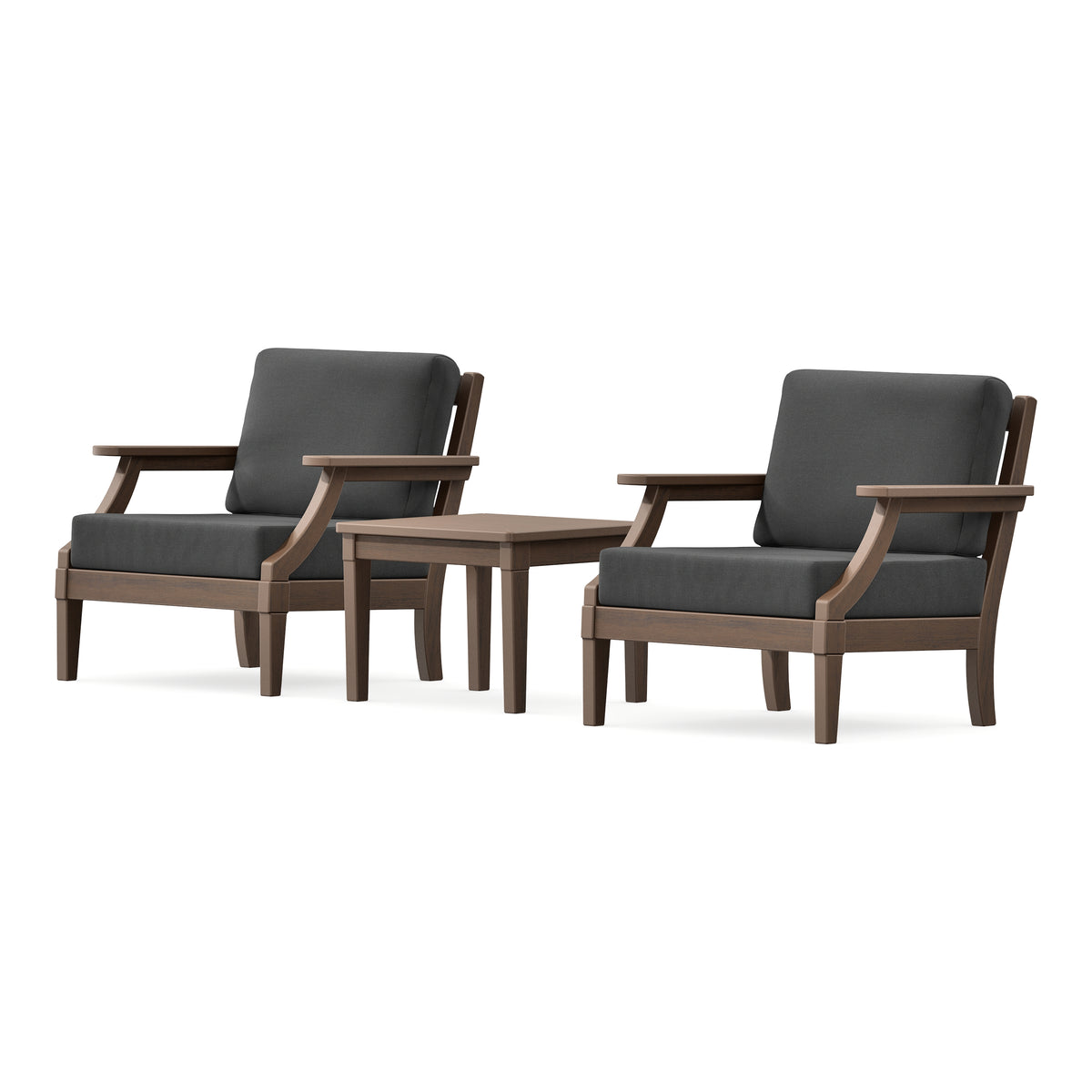 POLYWOOD PW Designer Series Estate 3-Piece Lounge Chair Set in Kona / Spectrum Carbon