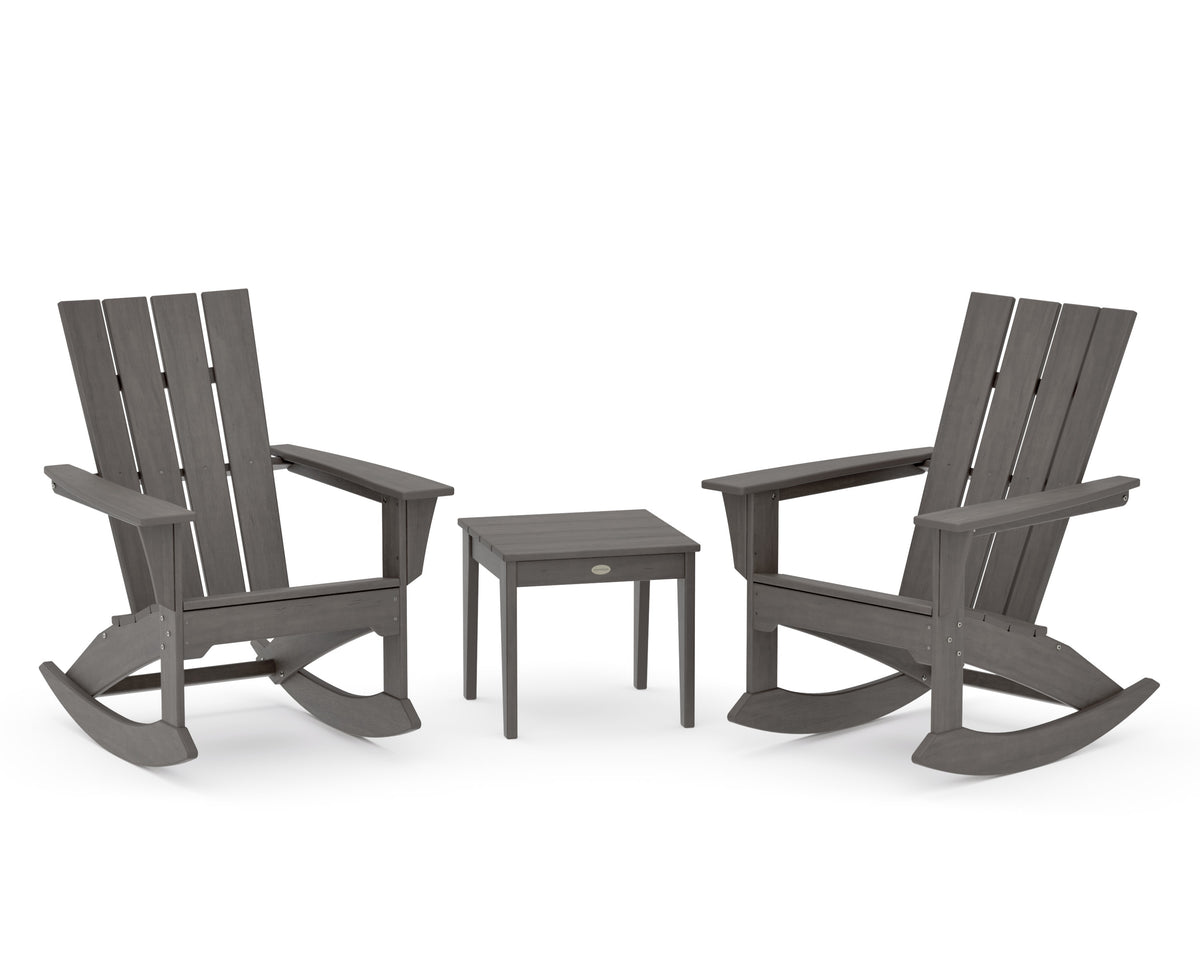 POLYWOOD Quattro 3-Piece Rocker Set in Driftwood