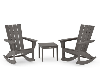 POLYWOOD Quattro 3-Piece Rocker Set in Driftwood