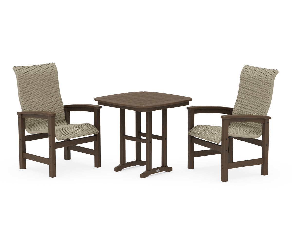 POLYWOOD Coastal Woven High-Back 3-Piece Dining Set in Kona / Dune Grass