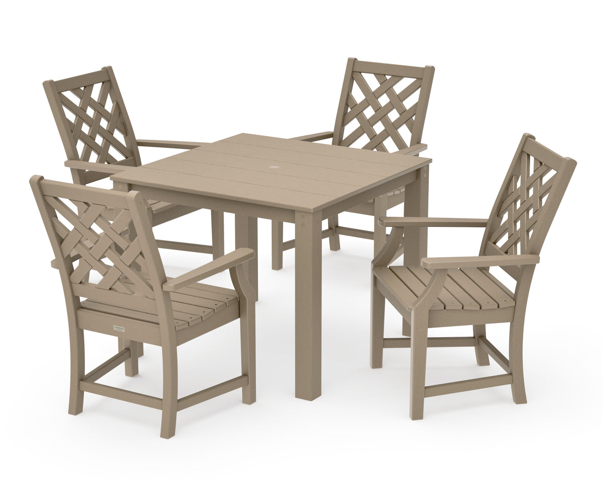 POLYWOOD Wovendale 5-Piece Parsons Dining Set in Vintage Sahara