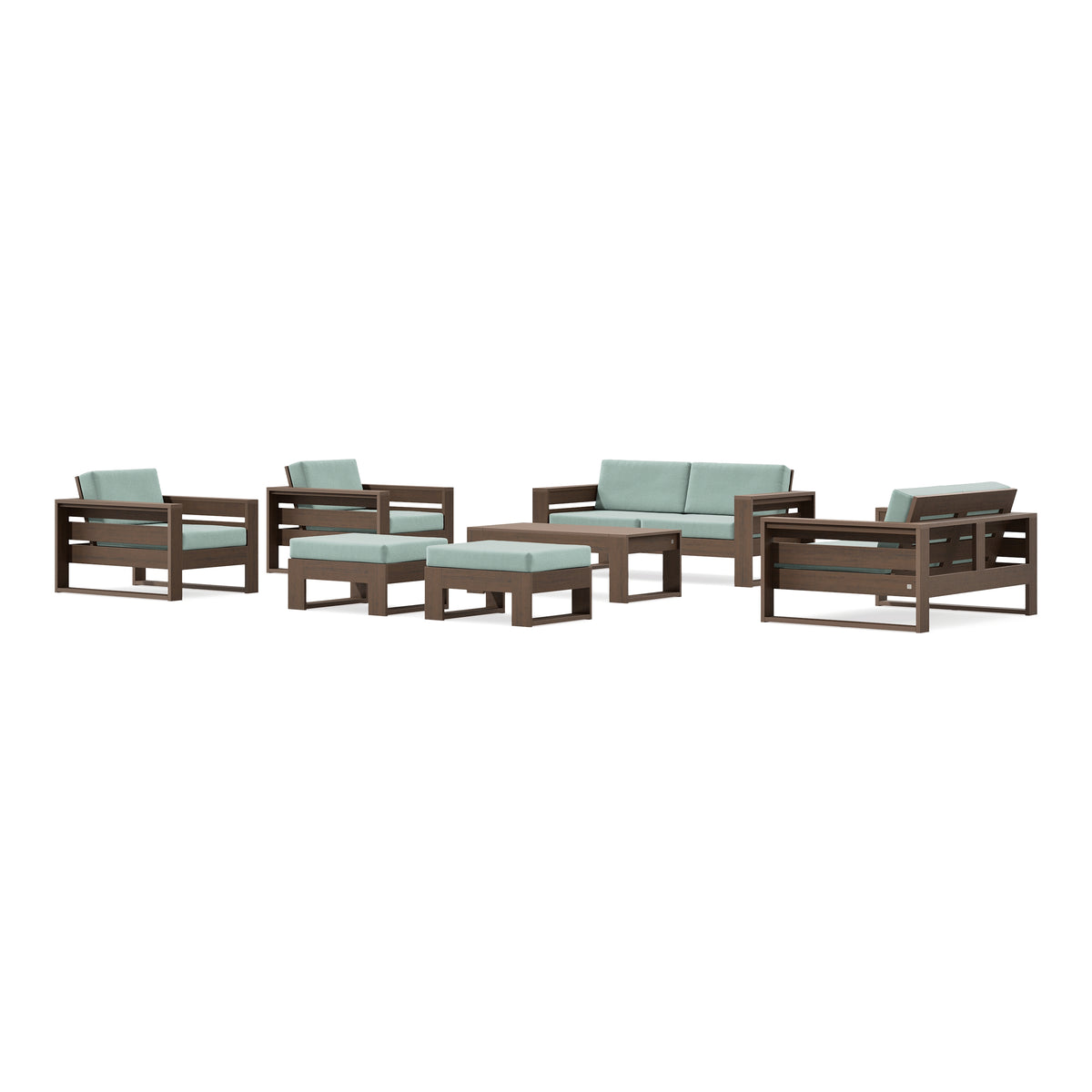 POLYWOOD PW Designer Series Latitude 7-Piece Lounge Loveseat Set in Kona / Spa