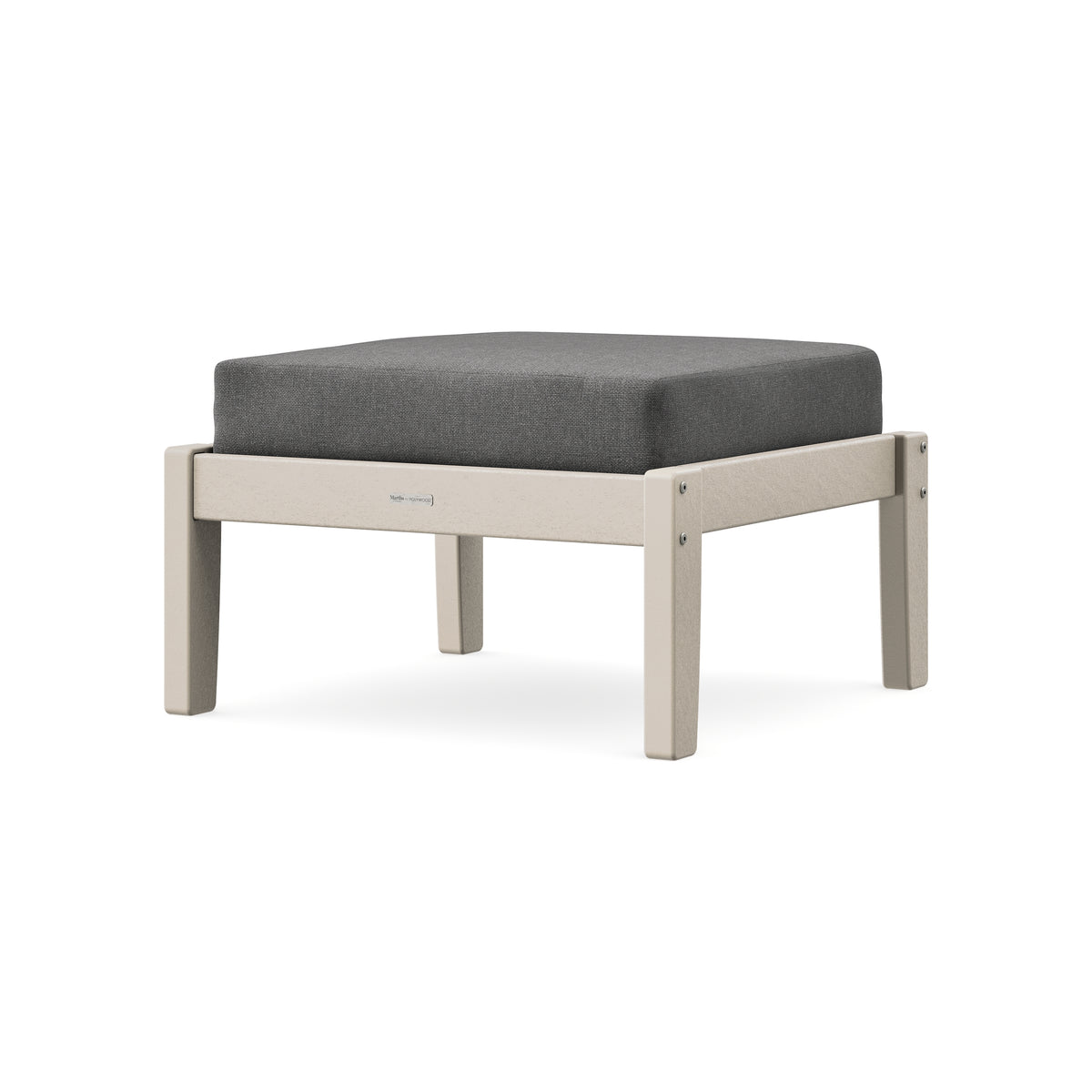 POLYWOOD Chinoiserie Deep Seating Ottoman in Sand / Ash Charcoal