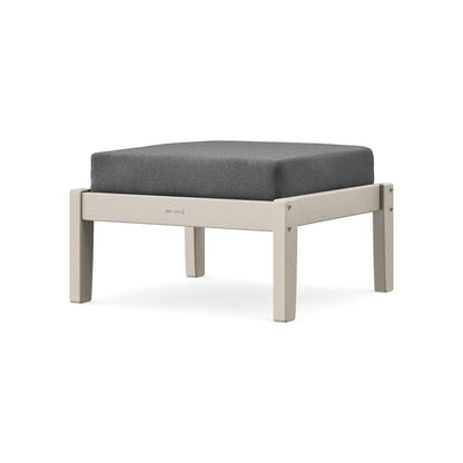 POLYWOOD Chinoiserie Deep Seating Ottoman in Sand / Ash Charcoal