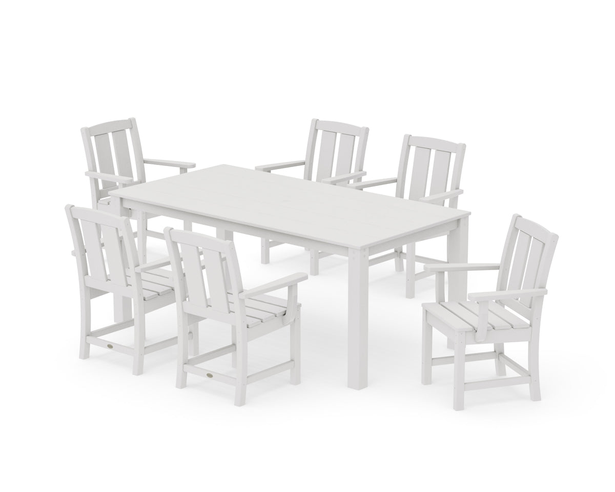POLYWOOD Mission Arm Chair 7-Piece Parsons Dining Set in Vintage White