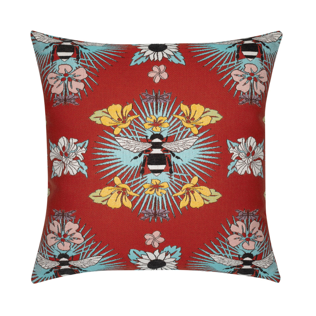 Elaine Smith Tropical Bee Red outdoor pillow, red - view 2