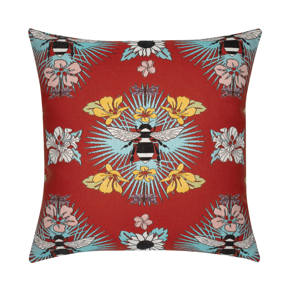Elaine Smith Tropical Bee Red outdoor pillow, red - view 2