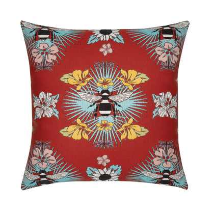 Elaine Smith Tropical Bee Red outdoor pillow, red - view 2