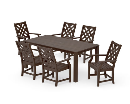 POLYWOOD Wovendale Arm Chair 7-Piece Parsons Dining Set in Kona