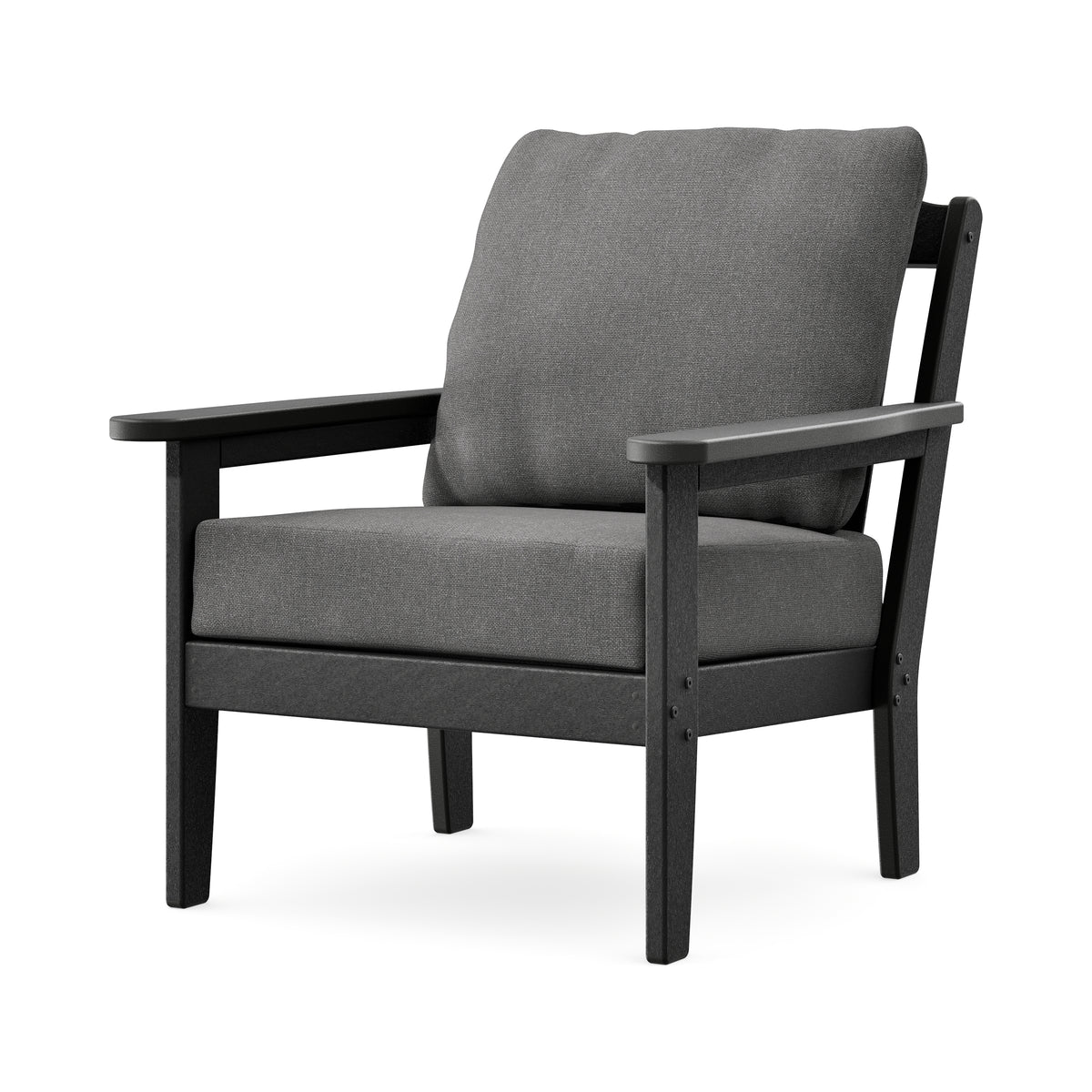 POLYWOOD Cottage Deep Seating Chair in Black / Ash Charcoal