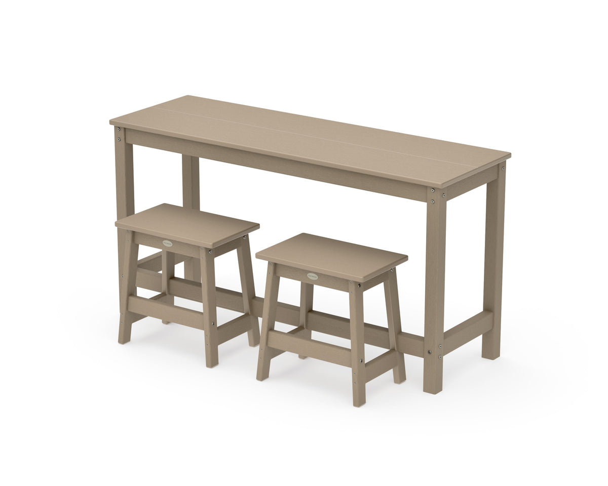 POLYWOOD Modern Studio Stool 3-Piece Balcony Set in Vintage Sahara