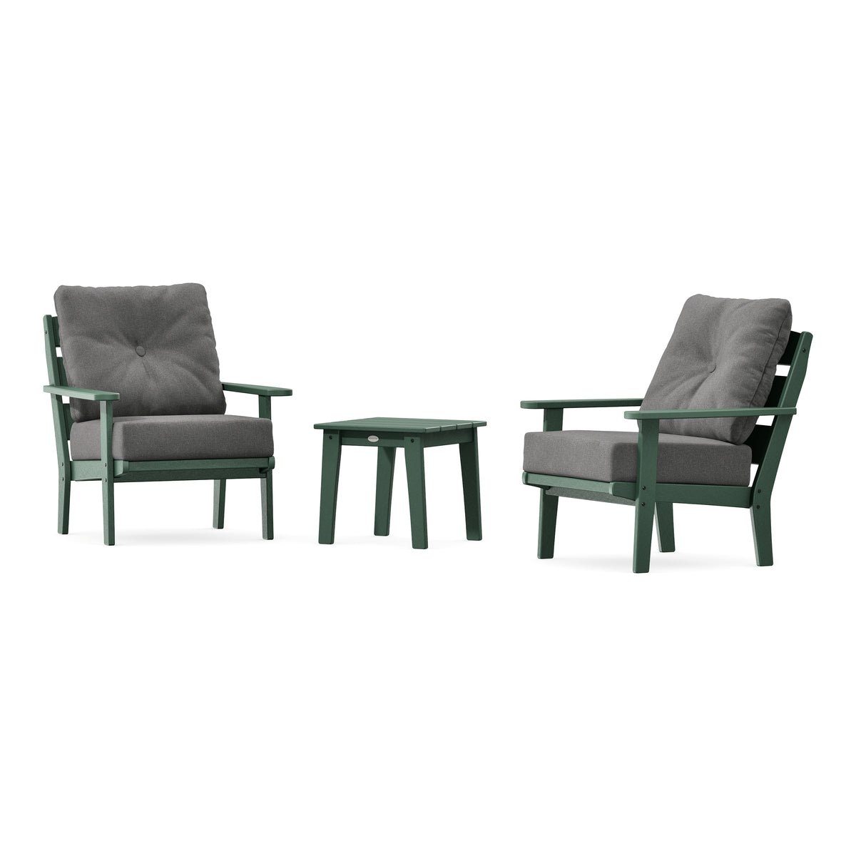 POLYWOOD Lakeside 3-Piece Deep Seating Chair Set in Green