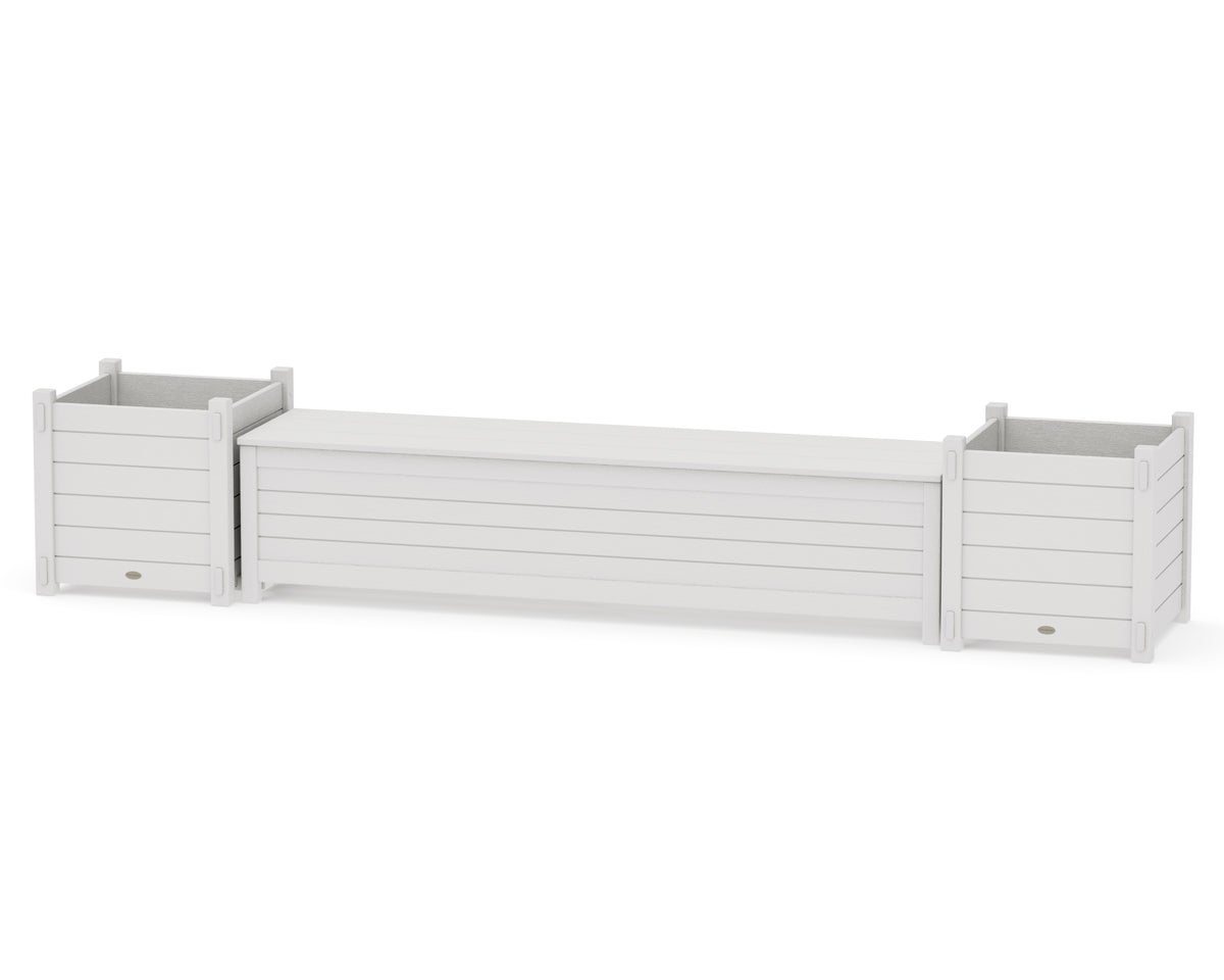 POLYWOOD 72" Nautical Straight Planter Storage Bench Set - Large in Vintage White