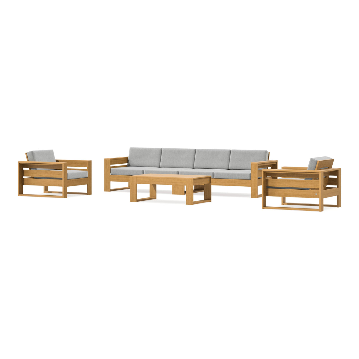POLYWOOD PW Designer Series Latitude 5-Piece Lounge Sofa Set in Natural / Granite