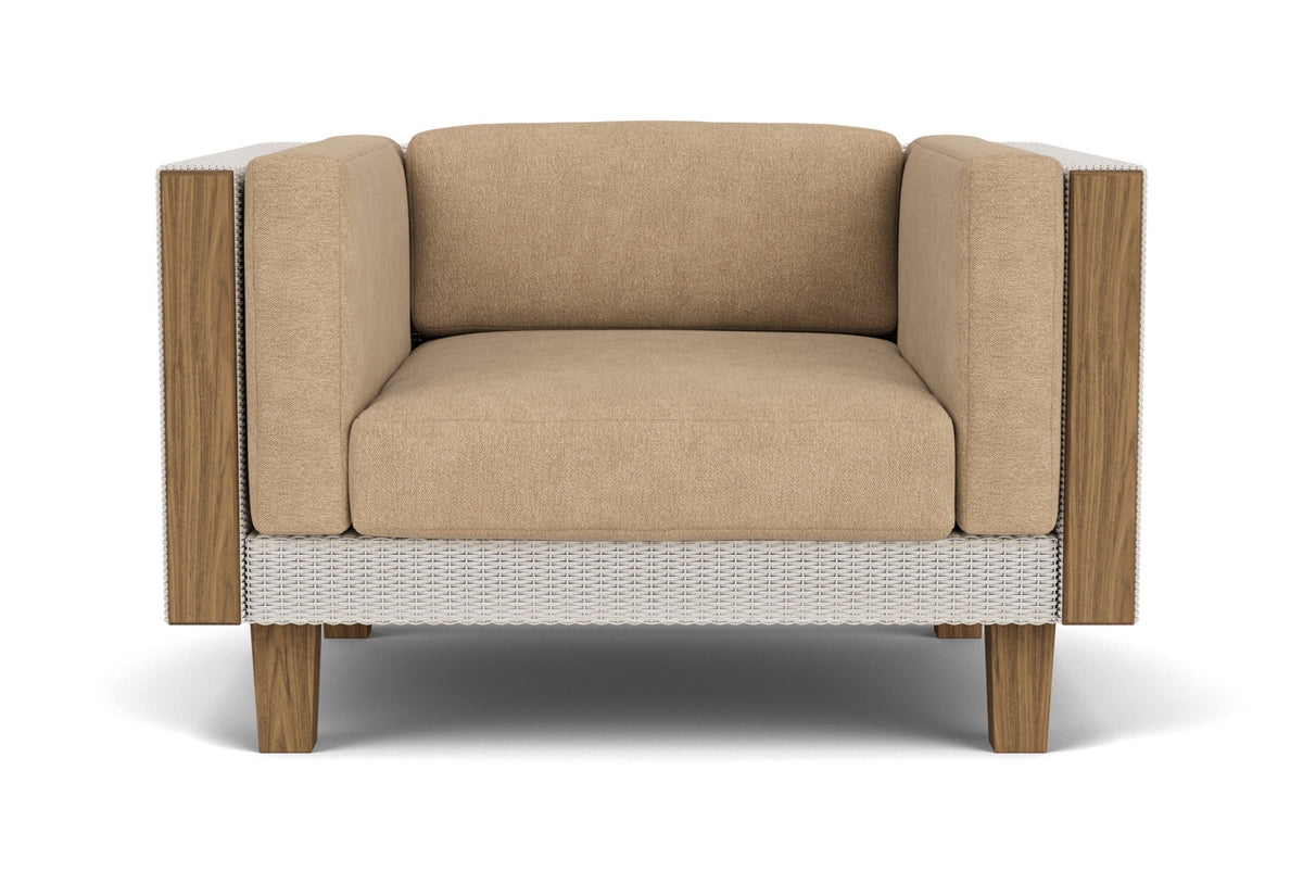 Lloyd Flanders Catalina Lounge Chair in Antique White with Hayden Sand fabric