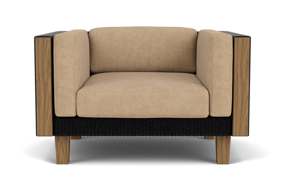 Lloyd Flanders Catalina Lounge Chair in Ebony with Hayden Sand fabric
