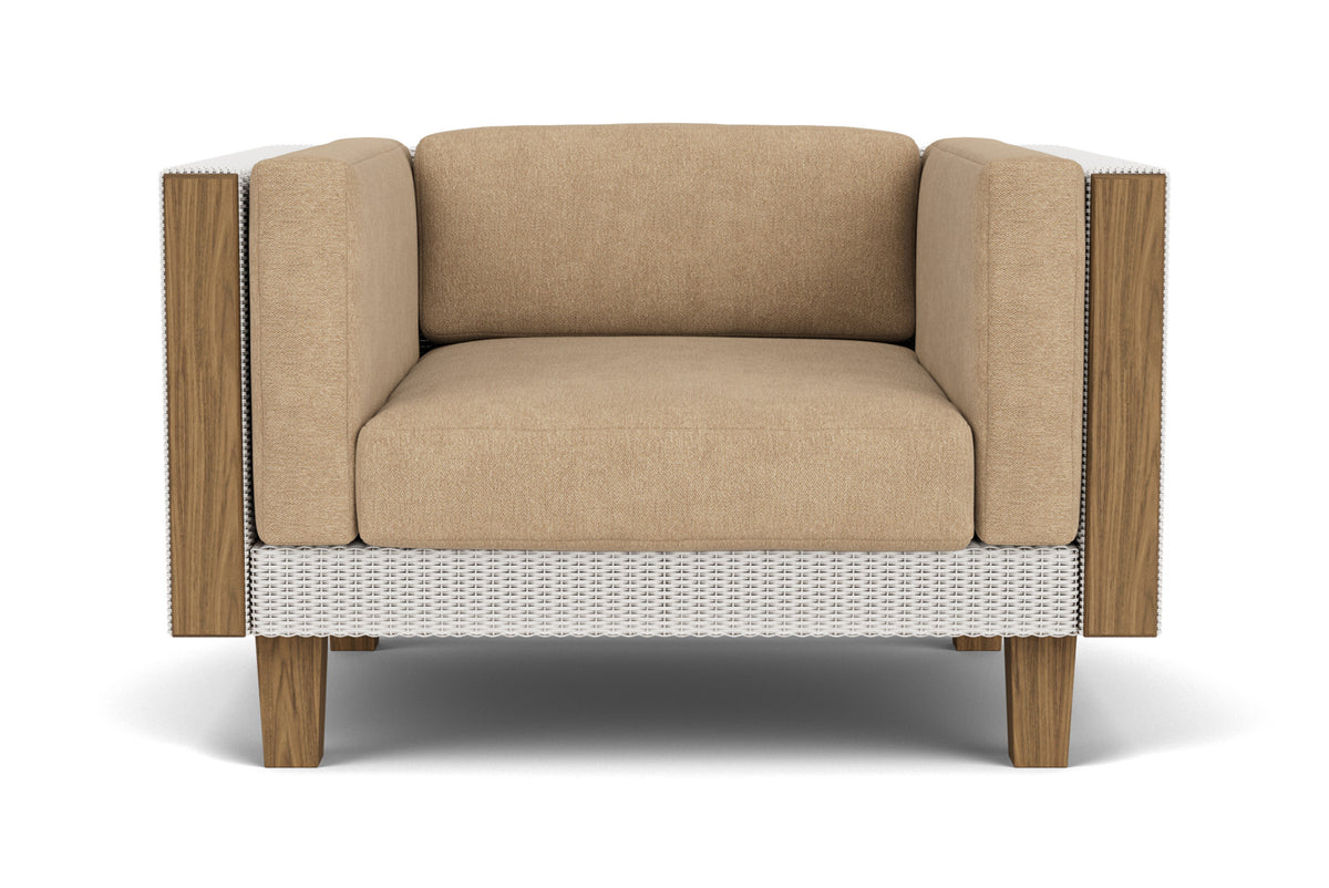 Lloyd Flanders Catalina Lounge Chair in White with Hayden Sand fabric