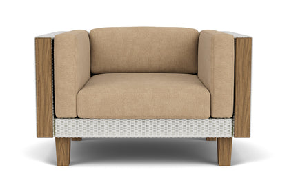 Lloyd Flanders Catalina Lounge Chair in Matte White with Hayden Sand fabric