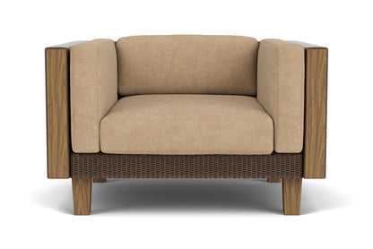 Lloyd Flanders Catalina Lounge Chair in Bark with Hayden Sand fabric