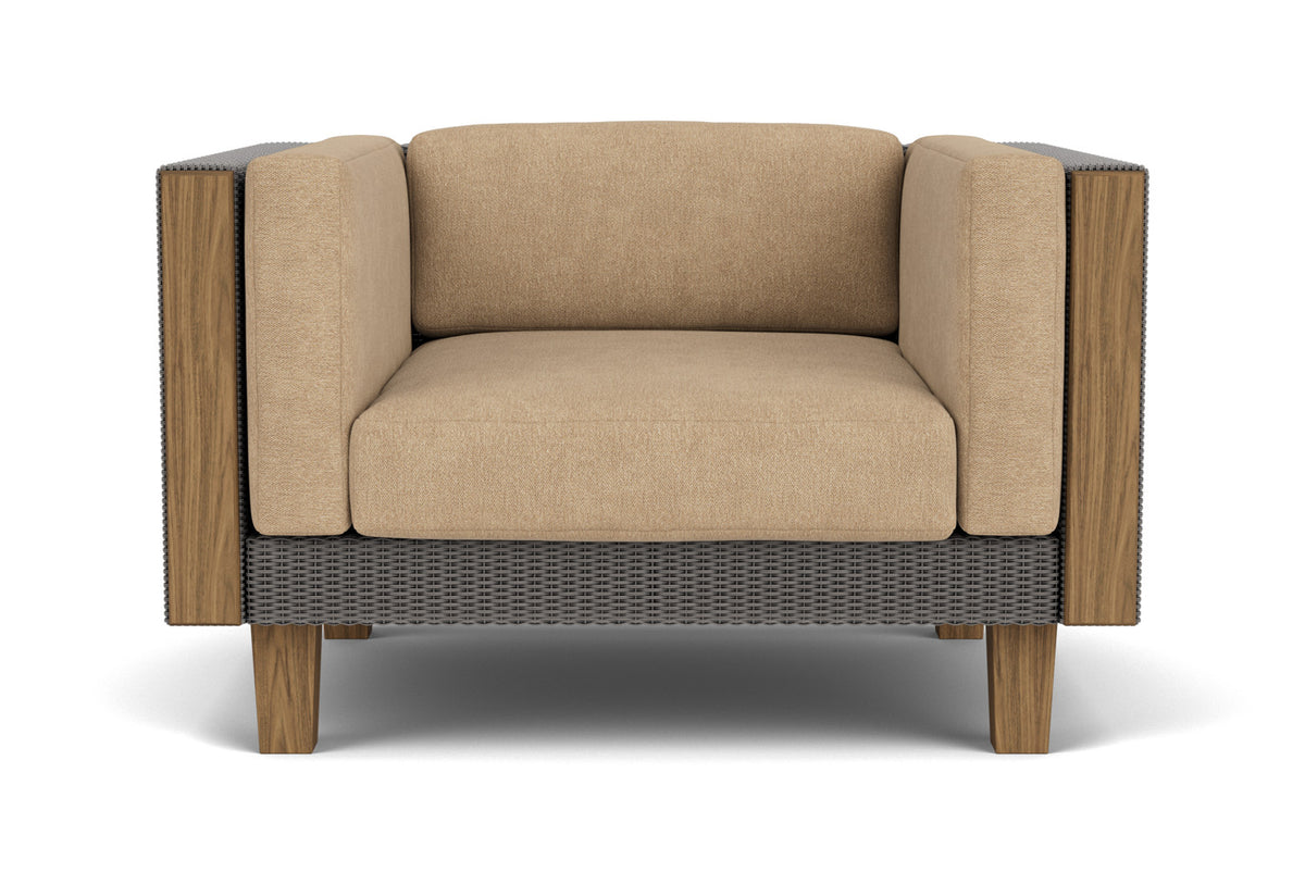 Lloyd Flanders Catalina Lounge Chair in Pewter with Hayden Sand fabric