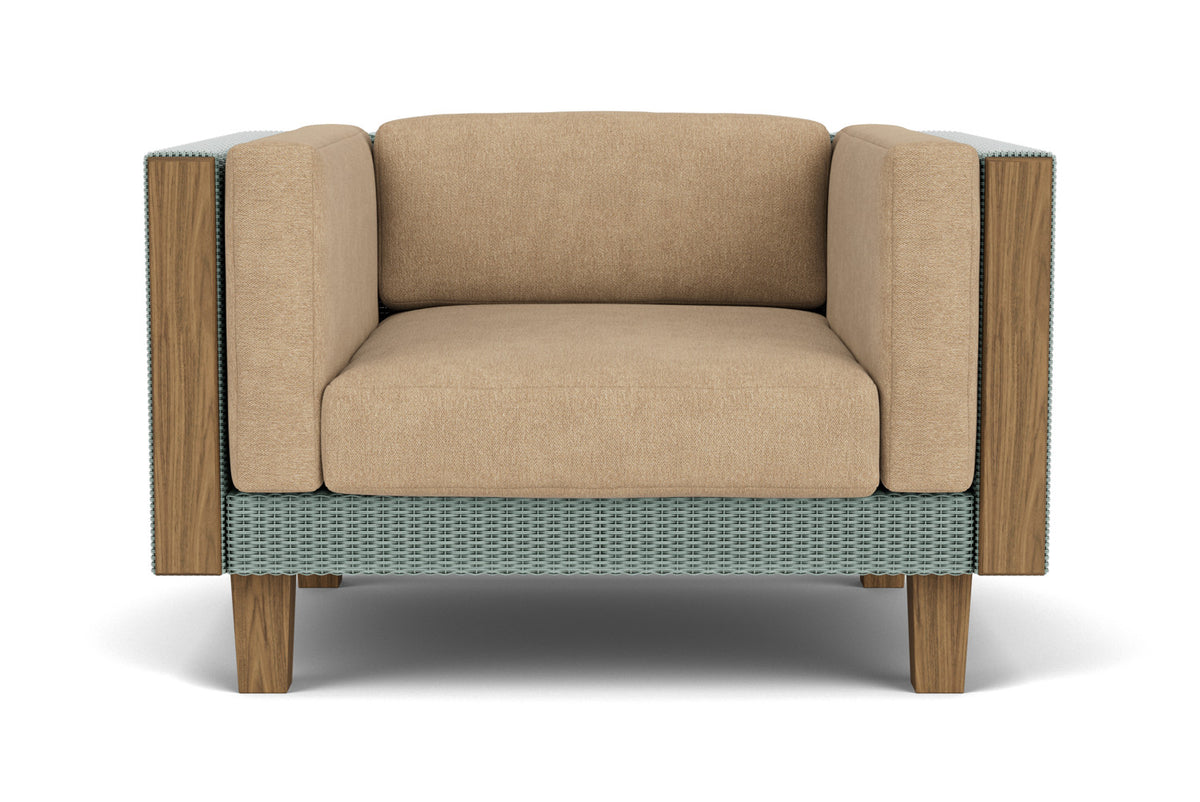 Lloyd Flanders Catalina Lounge Chair in Sea Glass with Hayden Sand fabric