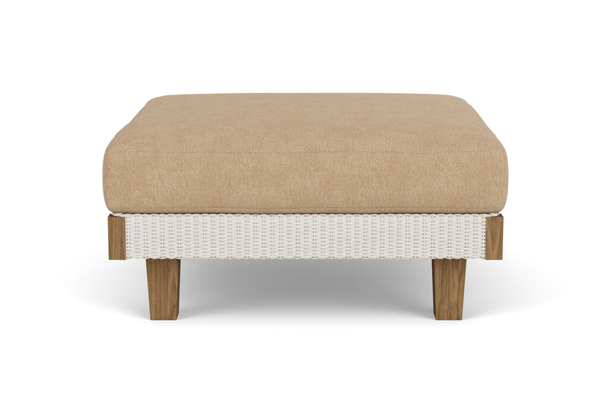 Lloyd Flanders Catalina Ottoman in Antique White with Hayden Sand fabric