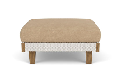 Lloyd Flanders Catalina Ottoman in Antique White with Hayden Sand fabric