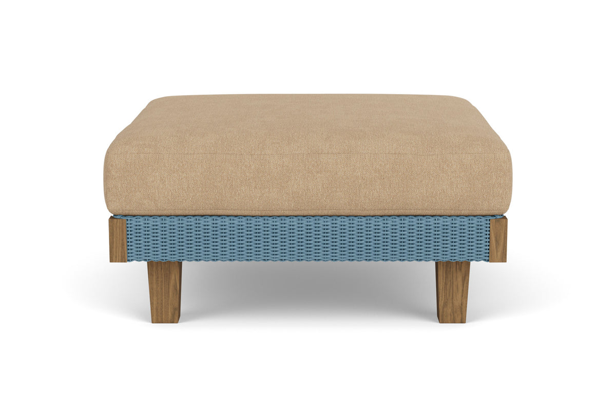Lloyd Flanders Catalina Ottoman in Stillwater with Hayden Sand fabric