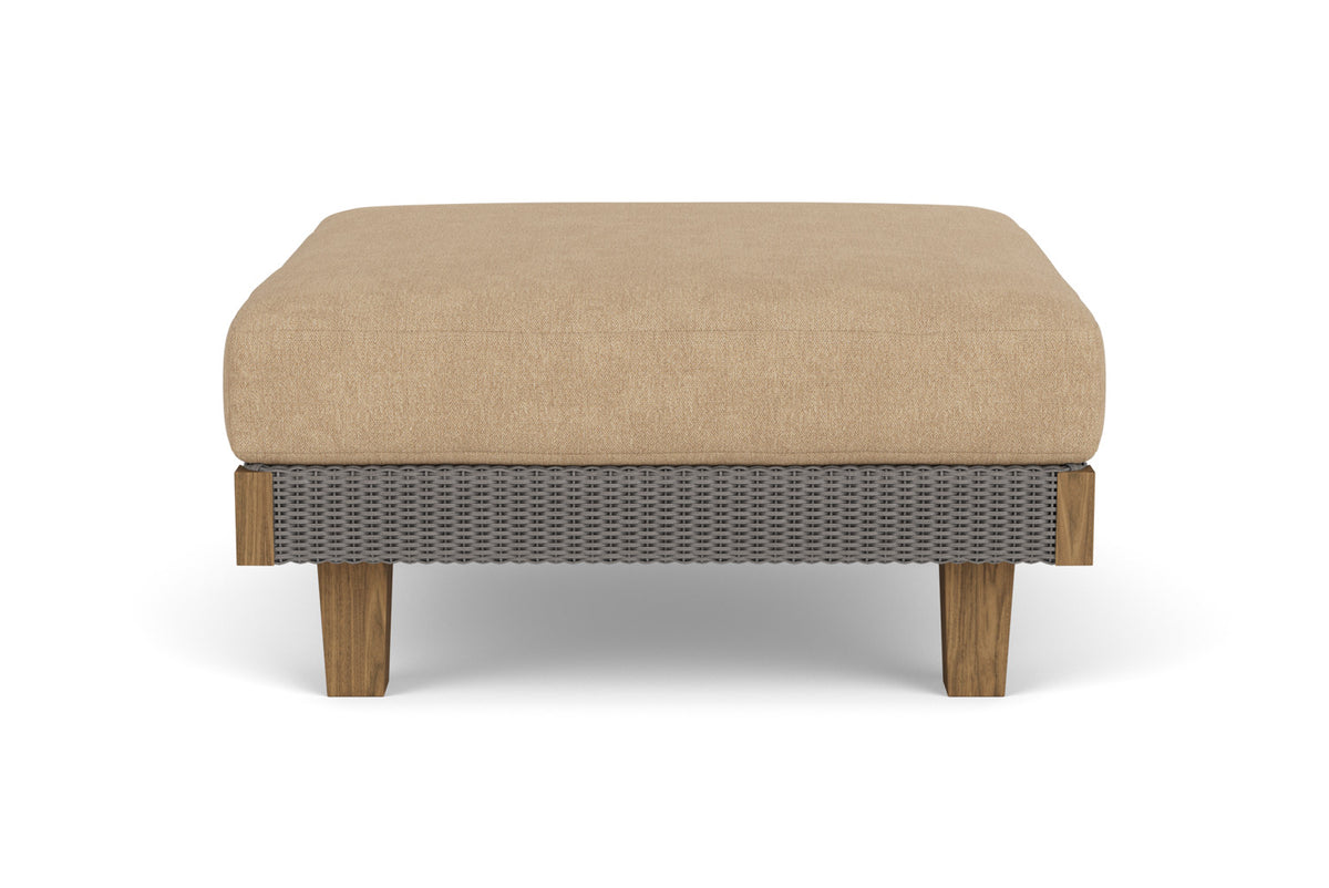 Lloyd Flanders Catalina Ottoman in Pewter with Hayden Sand fabric