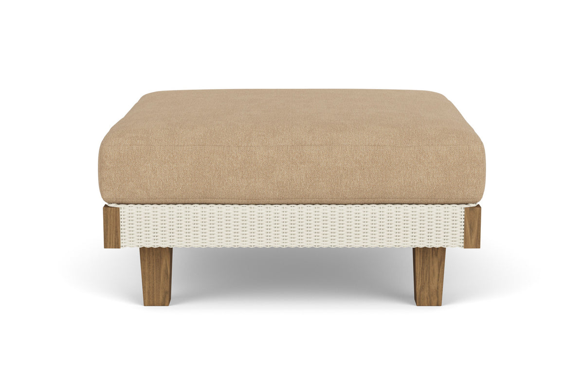 Lloyd Flanders Catalina Ottoman in Ivory with Hayden Sand fabric