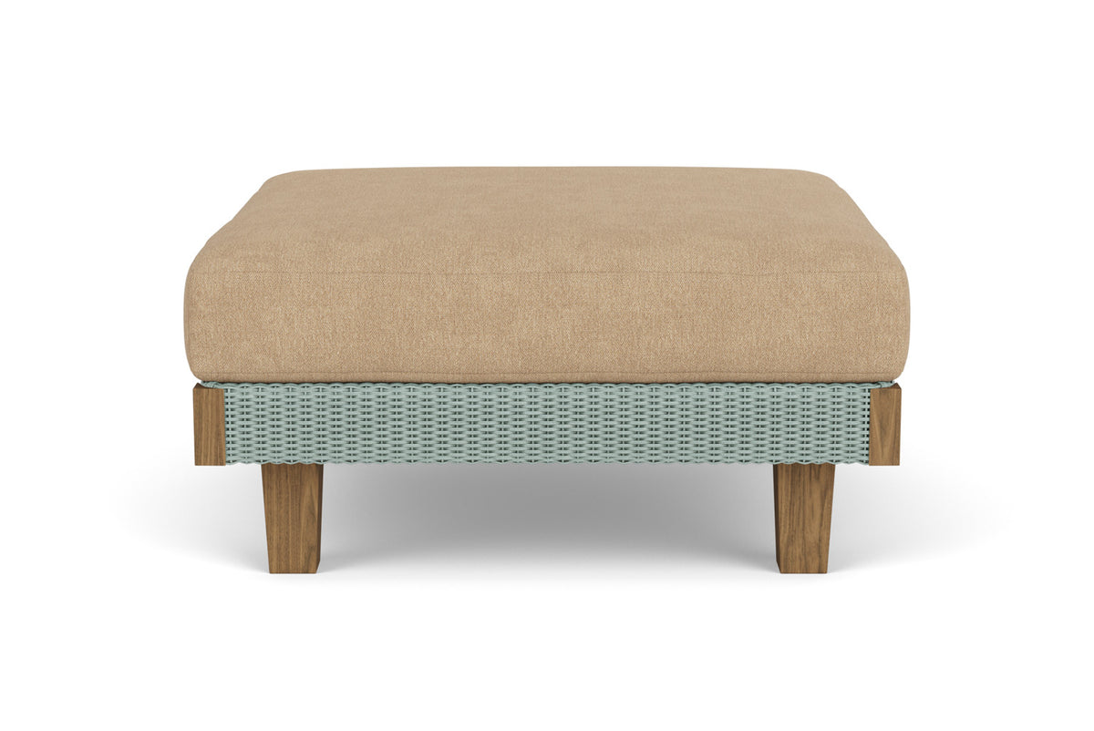 Lloyd Flanders Catalina Ottoman in Sea Glass with Hayden Sand fabric