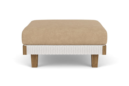 Lloyd Flanders Catalina Ottoman in White with Hayden Sand fabric