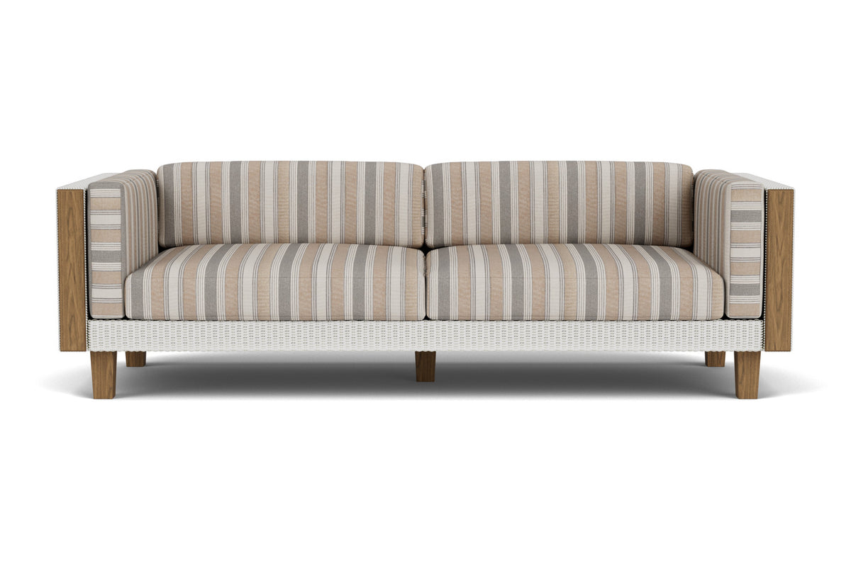 Lloyd Flanders Catalina Sofa in Matte White with Hayden Sand fabric