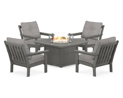 POLYWOOD Vineyard 5-Piece Conversation Set with Fire Pit Table