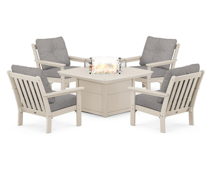 POLYWOOD Vineyard 5-Piece Conversation Set with Fire Pit Table