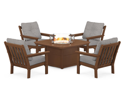 POLYWOOD Vineyard 5-Piece Conversation Set with Fire Pit Table